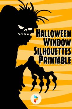 an image of a halloween window silhouettes printable with the words, halloween window silhouettes printable