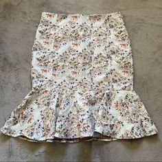 New York & Company Eva Mendes Off White Tan Floral Embroidered Fitted Flare Ruffle Skirt New With Tags 38” Waist 27.5” Length Open To Offers! Fitted Floral Print Skirt, Fitted Floral Print Bottoms For Brunch, Fitted Tiered Skirt For Brunch, Fitted Skirt With Floral Embroidery, Fitted Floral Embroidery Skirt, Fitted Floral Print Maxi Skirt, Fitted Floral Embroidery Tiered Skirt, Fitted Floral Embroidered Skirt, Fitted Midi Skirt With Floral Embroidery