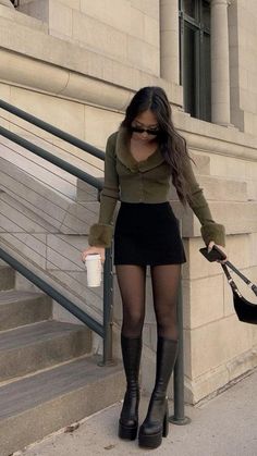 Skirt, miniskirt, minimal, tights, Neutral, neutral outfits, outfit inspo, neutrals, jeans, denim, fall, fall outfit, fall style, minimal, minimalist, gominimal, booties, fall fashion, purse, bag, 2022 bags, fashion, 2022 fashion, trend, big bag, transition outfits, capsule, capsule wardrobe, T shirt, tank top, sweaters, sweater, rush, 2022rush, outfits, going out, thanksgiving outfit, holiday outfit, outfit inspo, fall rush, game day, New York, nyc, nycfashion Boots And Short Skirts Outfits, Black Stockings Outfit Casual, Black Skirt Outfits, Rok Mini, Look Legging, Skandinavian Fashion, Berlin Fashion, Miniskirt Outfits, Dinner Outfits