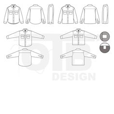 Template For Fashion Design, Technical Sketch, Button Collar Shirt, Fashion Vector, Garment Manufacturing, Vector Sketch, Tech Pack, Functional Fashion, Tops Fashion