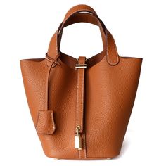 Free U.S. shipping. Style:  , color:Brown, suite for season：Spring, Summer, Autumn ，Going out, Party, Work, Material Genuine Leather, Brown Genuine Leather Litchi Grain Buckle Bag with Top Handle & Inner Pouch Mothers Bag, Bucket Handbags, Buckle Bags, Bag Luxury, Women Bags Fashion, Leather Bucket Bag, Leather Bucket, Genuine Leather Bags, Work Bag