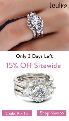 an advertisement for jewelry on sale with the price of one ring and another diamond ring