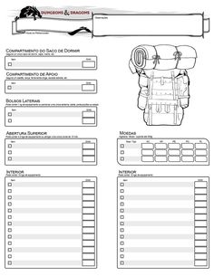 Ficha de Equipamento / Bag Sheet Dnd Tiles, Dnd Diy, Dnd Character Sheet, Dnd Crafts, Character Template, Character Base, D&d Dungeons And Dragons, Dungeons And Dragons Homebrew