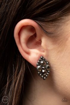 City Gardens - Black Earring - TheMasterCollection Black Earring, Mobile Boutique, City Garden, Paparazzi Accessories, Black Earrings, Earring Sale, Paparazzi Jewelry, Clip On, Clip On Earrings