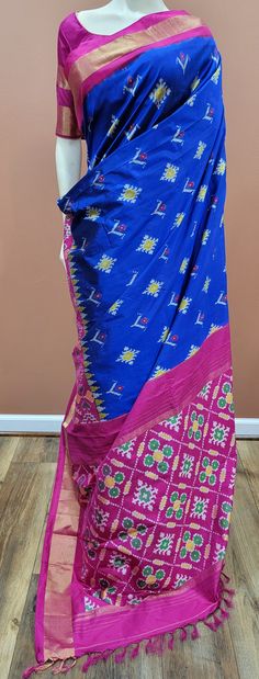 Pretty Double Ikkath Silk Saree w/ Blouse from Pochampalli town in Telangana. Blouse is 38 inches and can be resized as per the customer needs. Product ships immediately within US. Traditional Ikat Print Dupatta, Blue Bandhani Print Blouse For Diwali, Blue Bandhani Print Blouse Piece For Diwali, Fitted Ikat Print Saree For Festivals, Traditional Fitted Ikat Print Saree, Blue Bohemian Traditional Wear With Patterns, Bohemian Ikat Print Saree, Blue Chanderi Blouse Piece With Traditional Patterns, Blue Chanderi Blouse Piece With Bandhani Print