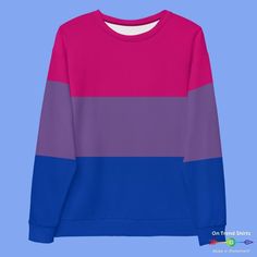 Bisexual Flag Sweatshirt - On Trend Shirts Trendy Pink Color Block Sweatshirt, Pride Festival Outfit, Bi Aesthetic, Pride Sweater, National Coming Out Day, Pride Festival, Pride Wear, Bisexual Flag, Pride Outfit