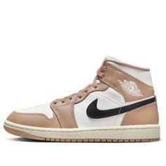 (WMNS) Air Jordan 1 Mid 'Desert' BQ6472-103 Sporty Cream Leather Basketball Shoes, Cream Leather Sneakers With Boost Midsole, Beige Leather High-top Sneakers With Boost Midsole, Beige Leather High-top Sneakers, Casual Cream Leather Basketball Shoes, Mid-top Cream Leather Sneakers, Leather Custom Sneakers For Sports, Cream Mid-top Leather Sneakers, Custom Cream Leather Sneakers With Cushioned Footbed