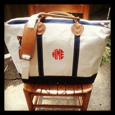 Monogram Canvas Satchel/Duffel by SEmbroideredBoutique on Etsy, $85.00 Covington Ky, Pretty Purses, Canvas Satchel, Embroidery Monogram, Overnight Bags, May 13, Weekender Bag, Monogram Canvas, Diaper Bag