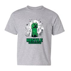 Minecraft Jolly Mobs Hostile Behavior Kids Short Sleeve T-Shirt Graphic Tee T-shirt For Gaming Events, Crew Neck Letter Print T-shirt For Gaming Events, Crew Neck T-shirt For Gaming Events With Letter Print, Crew Neck T-shirt With Letter Print For Gaming Events, Casual Short Sleeve T-shirt For Gaming Events, Cotton T-shirt With Letter Print For Gaming Events, Casual Tops With Letter Print For Gaming Events, Casual Letter Print Top For Gaming Events, Casual Top With Letter Print For Gaming Events