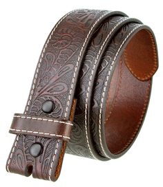 PRICES MAY VARY. Made from 100% high quality, one-piece cowhide leather. Backed with a Lifetime Warranty. 8-9 oz or 3.5mm thick vegetable tanned leather with a gorgeous floral tooled design. Convenient snap system for interchanging buckles making it a versatile strap for different occasions. 1.5 inches wide. Comes with 5 holes for plenty of room for adjustments. Our belts are measured from the fold where the buckle is to the middle hole. If you want to get your best size, measure a belt the work Classic Leather Belt Buckles For Rodeo, Brown Leather Rodeo Belt, Brown Leather Belt For Rodeo, Adjustable Embossed Leather Belt, Classic Embossed Leather Belt Buckles, Classic Brown Embossed Belt Buckles, Western Leather Embossed Belt Buckles, Classic Adjustable Hand-tooled Belt, Classic Adjustable Hand Tooled Belt