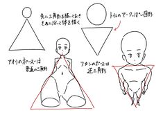 how to draw an anime character with different shapes and body parts in japanese language, step - by - step instructions for beginners