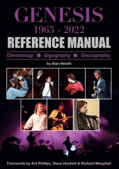 the book cover for genesis, featuring photos of people on stage and in concert