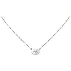 Luxury Cartier Necklace, Luxury Hallmarked Cartier Necklace, Cartier Hallmarked Necklace For Anniversary, Silver Heart Pendant Luxury Diamond Necklace, Luxury Silver Heart Pendant Diamond Necklace, Luxury Silver Diamond Heart Pendant Necklace, Cartier Pendant Necklace As Gift, Cartier Pendant Necklace For Gift, Classic Cartier Diamond Necklace For Formal Occasions