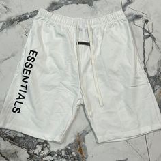 New Size 3 Xl But Fits More Like A Xl White Color Unable To Confirm Authentication Good Quality Comfortable Streetwear Shorts For Spring, Comfortable Spring Streetwear Shorts, Basic White Shorts For Spring, White Basic Shorts For Spring, White Casual Shorts For Streetwear, Casual White Shorts, Casual Letter Print Shorts For Spring, White Letter Print Shorts For Spring, White Cotton Shorts With Letter Print