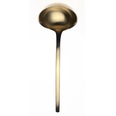 a gold colored metal object with a long handle on the top and bottom, against a white background