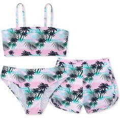 Girls Swimsuit Bikini 3 Piece Bathing Suit With Shorts Swimwear Set Adjustable Strap For 12-13 Years New Girls 12-13 Years Girls Swimsuit Set: This 3 Piece Girls Swimsuit With Adjustable Spaghetti Strap Bikini Top+Swim Briefs+Swim Shorts, Can Be Freely Matched By Yourself. Girls Bathing Suits Material: High Quality Stretch Fabric, Lightweight, Quick Dry, Soft And Comfortable. Printed Kids Bikini Set: Fashion Girls Swimsuit With Trendy Tropical Floral 82% Polyester 25% Spandex Pink Swimming Sets For Beachwear, Pink Beachwear Sets For Swimming, Pink Tankini For Playwear During Beach Season, Pink Beachwear Sets For Pool, Pink Summer Swimwear Sets, Pink Summer Swimming Sets, Pink Summer Swimming Set, Playful Pink Pool Sets, Pink Swimming Sets For Summer