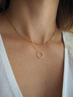 Karma circle pendant and Satellite chain jewellery, Set of two gold necklaces, Gold plated sterling silver 925 necklace, necklace, Everyday Necklace, Layering Necklace, Delicate Necklace, -Karma charm diameter measures about 1 cm This is a set of two gorgeous individual necklaces that looks great alone or layered together -First necklace is a satellite choker chain which mach perfect with all your necklaces as it is a basic piece for all of layered look. It is available in three length's -Second Gold Necklaces With Delicate Open Circle Chain, Dainty Double Chain Round Necklace, Dainty Round Necklace With Double Chain, Gold Full Circle Necklace For Gift, Minimalist Round Double Chain Jewelry, Gold Open Circle Necklace For Gift, Gift Charm Necklaces With Double Chain And Round Pendant, Gift Charm Necklace With Double Chain And Round Pendant, Gold Full Circle Jewelry With Delicate Chain