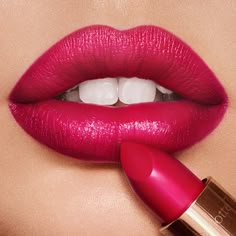 Moisturizing bright fuchsia lipstick Fuschia Pink Lipstick, Tina Tattoo, Lipstick Commercial, Goth Eyebrows, Lip Model, Lipstick Ideas, Fuchsia Lipstick, Pretty Lips, Lips Painting