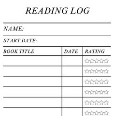 a printable reading log with five stars