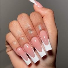 Super Cute And Stylish Ships In 5-10 Business Days Nail Cam, Fake Nails White, Square Nail Designs, Manicure Gel, Gel Nail Kit, Long Acrylic, White Nail, White French, Acrylic Nails Coffin