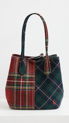 Brushed canvasTartan patternOpen topMultiple interior pocketsShoulder strapsLining: UnlinedWeight: 39oz / 1.11kgImported, ChinaStyle #RLAUR32731 Ralph Lauren Patchwork, Ralph Lauren Tote, Equestrian Chic, Suede Tote Bag, Suede Tote, Shopper Tote, Tartan Pattern, Green Bag, Equestrian