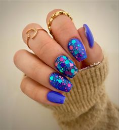 Ritzy Dips Nails, Dip Powder Nail Design Ideas, Blue Dip Nails, Bright Blue Nails, Quick Nail Art, May Nails, Short Gel Nails, Fall Gel Nails