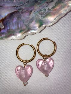 Handmade earrings Lampwork glass lovehearts Hoops are made of stainless steel Real antique baroque pearl Not waterproof Clicker closure Handmade Feminine Earrings For Gift, Vintage Dangle Heart Beads Jewelry, Vintage Dangle Jewelry With Heart Beads, Vintage Jewelry With Heart Beads And Dangle Shape, Handmade Pink Hoop Earrings Gift, Pink Heart Charm Hoop Earrings For Valentine's Day, Pink Hoop Earrings With Heart Charm For Valentine's Day, Handmade Pink Hoop Jewelry, Handmade Feminine Rose Gold Jewelry