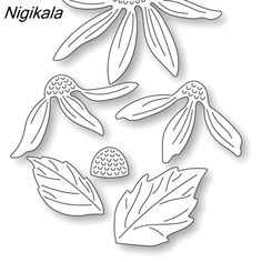 three flowers with leaves in the middle and one flower on the bottom, which reads nighala