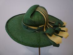 Edwardian Hat, Elegant Hats, Hat Stands, Straw Hats, Green Hats, 1940s Fashion