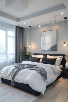 Bedroom Inspiration Men, Modern Bedroom For Men, Modern Men’s Bedroom, Couple Rooms, Bedroom Storage Ideas, Grey Bedroom Decor, Unique Bedroom