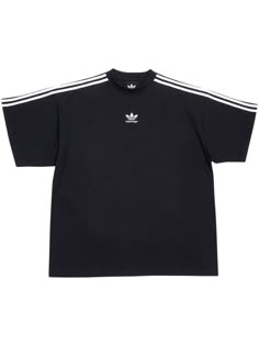 Balenciaga X Adidas, Embroidered Shorts, Black Adidas, Streetwear Fashion, Cotton T Shirt