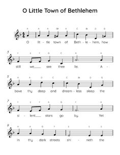 sheet music for children with the words o little town of bethlemn on it