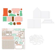 paper cut outs and crafting supplies including scissors