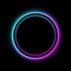 an abstract neon circle on a black background