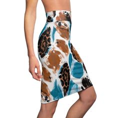 Womens Pencil Skirt, Light Blue And Brown Spotted Abstract Pattern. This stylish skirt is a timeless addition to your wardrobe. It effortlessly combines sophistication and style. Crafted with the modern woman in mind, this skirt is designed to enhance your silhouette and boost your confidence, whether you're heading to the office, a special event, or a night out on the town. The flattering fit of this pencil skirt hugs your curves in all the right places, creating a sleek and polished look that complements your body shape. This versatile skirt is perfect for a wide range of occasions. Dress it up with a blouse and heels for a professional office look or pair it with a casual top and flats for a chic everyday outfit. 95% Polyester 5% Spandex Mid-waist fit Flatlock stitching makes the seams Womens Pencil Skirt, Blue Non-stretch Pencil Skirt, Professional Office, Stylish Skirts, Womens Pencil Skirts, Brown Spots, Blue And Brown, Everyday Outfit, Casual Top