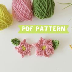 crochet flowers and balls of yarn with the words crochet pattern above them