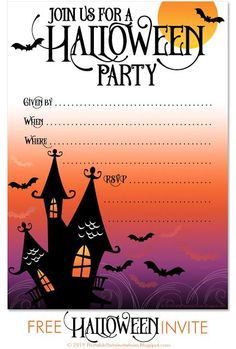 a halloween party with a house and bats