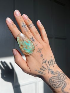 Turquoise cabochon on an adjustable, nickel free band. Denver Co, Rings Statement, Turquoise Ring, Denver, Statement Rings, Beauty Book, Jewelry Rings, Etsy Accessories, Handmade Items