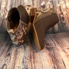 New Never Wore Casual Closed Toe Booties With Stacked Heel, Casual Brown Booties With Stacked Heel, Casual Slip-on Booties With Stacked Heel, Casual Brown Booties, Casual Brown Open Toe Booties, Spring Brown Slip-on Booties, Tan Booties, Cute Boots, Comfort Shoes