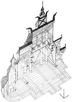 an architectural drawing of a building that is in the shape of a castle with two towers