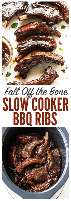 slow cooker bbq ribs with text overlay