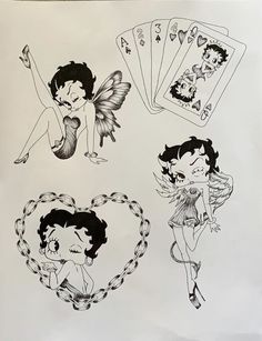 Betty Boop Tattoos, Betty Boop Art, Tattoo Portfolio, Cartoon Tattoos, Tattoo Flash Art, Six Feet Under, Simplistic Tattoos, Tattoo Design Drawings