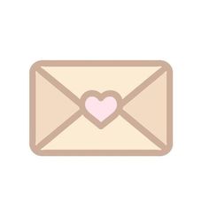 an envelope with a heart in the middle and a pink heart on it's side