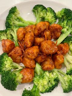 chicken and broccoli on a plate with sauce