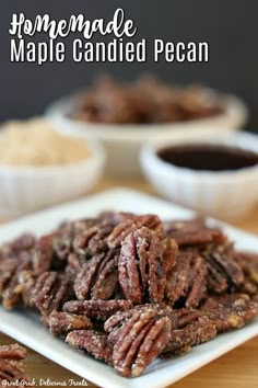 homemade maple candied pecan on a white plate