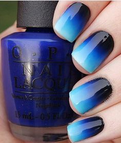 Blue Ombre Nails, Ombre Nail, Nail Swag, Black Nail, Prom Nails