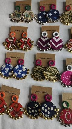 Cloth Earings Design, Earrings From Fabric, Febric Jwellery Idea, Fabric Jwellery Idea, Navratri Ornaments Handmade, Fabric Jewelry Earrings, Handmade Earrings Fabric, Fabric Earrings Diy, Fabric Jewelry Necklace