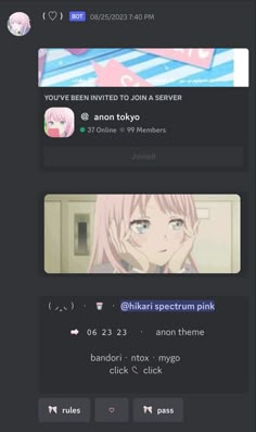 an anime screenshot with the text, you've been involved to join a server