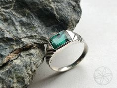 Buy Natural VS Emerald 925 Sterling Silver Handmade Ring Green Online in India - Etsy Modern Polished Rings With May Birthstone, Modern Emerald Rings With Center Stone, Modern Emerald Jewelry With Center Stone, Modern Emerald Ring Jewelry, Modern Sterling Silver Green Rings, Modern Green Sterling Silver Rings, Modern Sterling Silver Emerald Ring Gift, Handmade Silver Emerald Cut Ring, Sterling Silver Emerald Cut Rings Stamped 925