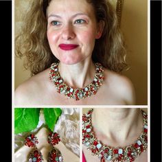 This Elegant Set Is The Last One Available! Necklace Measures Approximately 16” With A 2” Extender. Earrings Have About A 2” Drop. Elegant Multicolor Evening Necklaces, Glamorous Handmade Jewelry For Formal Occasions, Elegant Red Multi-stone Jewelry, Red Jeweled Jewelry For Evening, Elegant Multicolor Evening Jewelry, Red Evening Jewelry, Red Multi-stone Jewelry For Party, Red Multi-stone Party Jewelry, Fine Jewelry Necklace With Matching Earrings For Evening